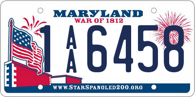 MD license plate 1AA6458