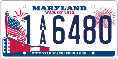 MD license plate 1AA6480