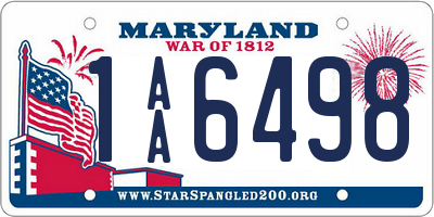 MD license plate 1AA6498