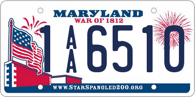 MD license plate 1AA6510