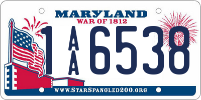 MD license plate 1AA6538