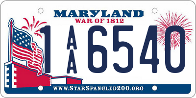 MD license plate 1AA6540