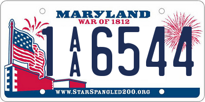 MD license plate 1AA6544