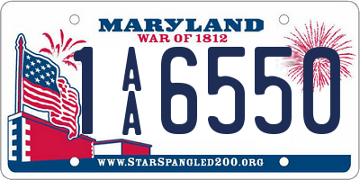 MD license plate 1AA6550