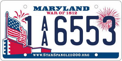 MD license plate 1AA6553