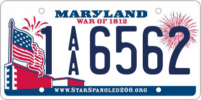 MD license plate 1AA6562