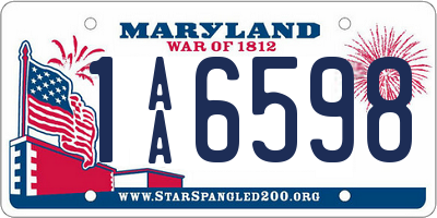 MD license plate 1AA6598