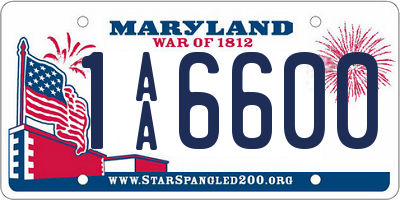 MD license plate 1AA6600