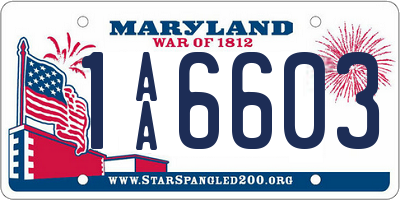 MD license plate 1AA6603