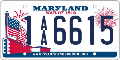 MD license plate 1AA6615