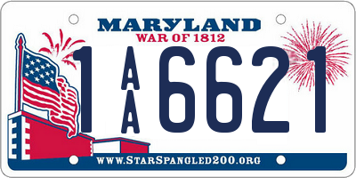 MD license plate 1AA6621