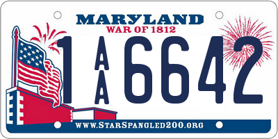 MD license plate 1AA6642