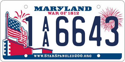 MD license plate 1AA6643