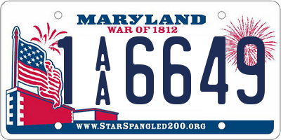 MD license plate 1AA6649