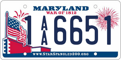 MD license plate 1AA6651