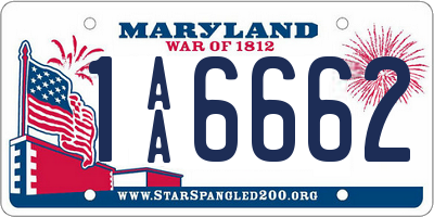 MD license plate 1AA6662