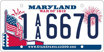 MD license plate 1AA6670