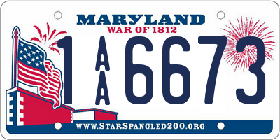 MD license plate 1AA6673