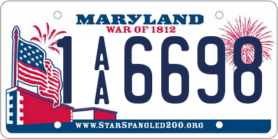 MD license plate 1AA6698