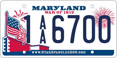 MD license plate 1AA6700