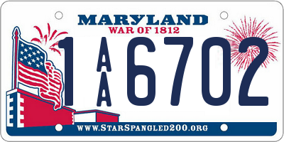 MD license plate 1AA6702