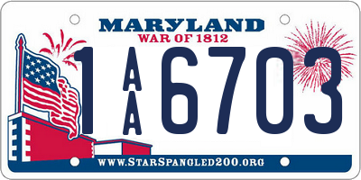 MD license plate 1AA6703