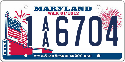 MD license plate 1AA6704