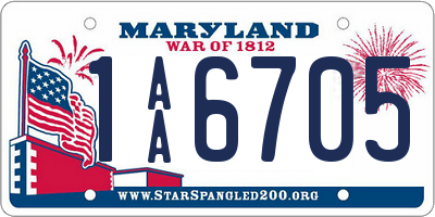 MD license plate 1AA6705