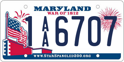 MD license plate 1AA6707