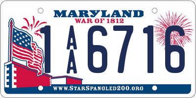 MD license plate 1AA6716