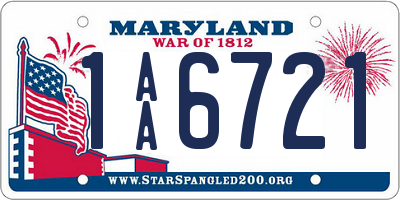 MD license plate 1AA6721