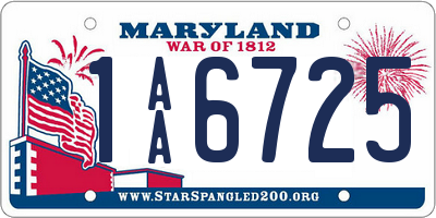 MD license plate 1AA6725