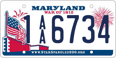 MD license plate 1AA6734