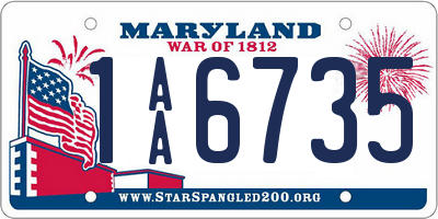 MD license plate 1AA6735