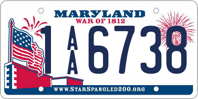 MD license plate 1AA6738