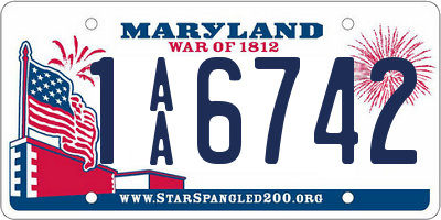 MD license plate 1AA6742