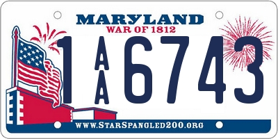 MD license plate 1AA6743