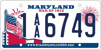 MD license plate 1AA6749