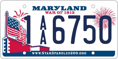 MD license plate 1AA6750