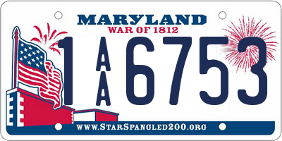 MD license plate 1AA6753