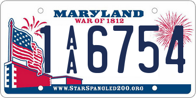 MD license plate 1AA6754