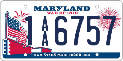 MD license plate 1AA6757