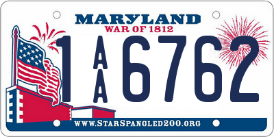 MD license plate 1AA6762