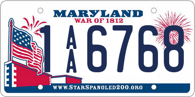 MD license plate 1AA6768