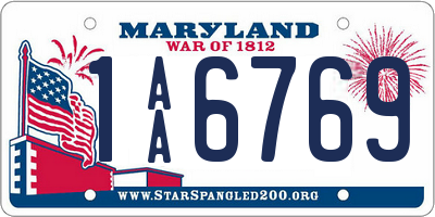 MD license plate 1AA6769