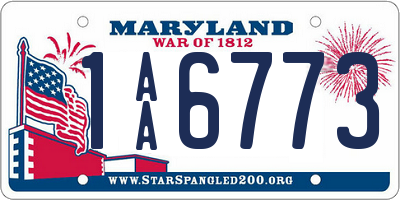 MD license plate 1AA6773