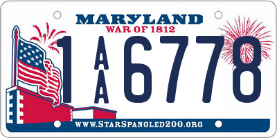MD license plate 1AA6778