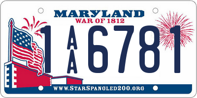 MD license plate 1AA6781