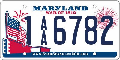 MD license plate 1AA6782