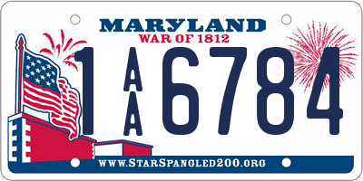 MD license plate 1AA6784
